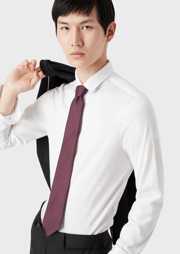 vyrų baltas Armani Tencel mišinio marškinėliai 02482X1107