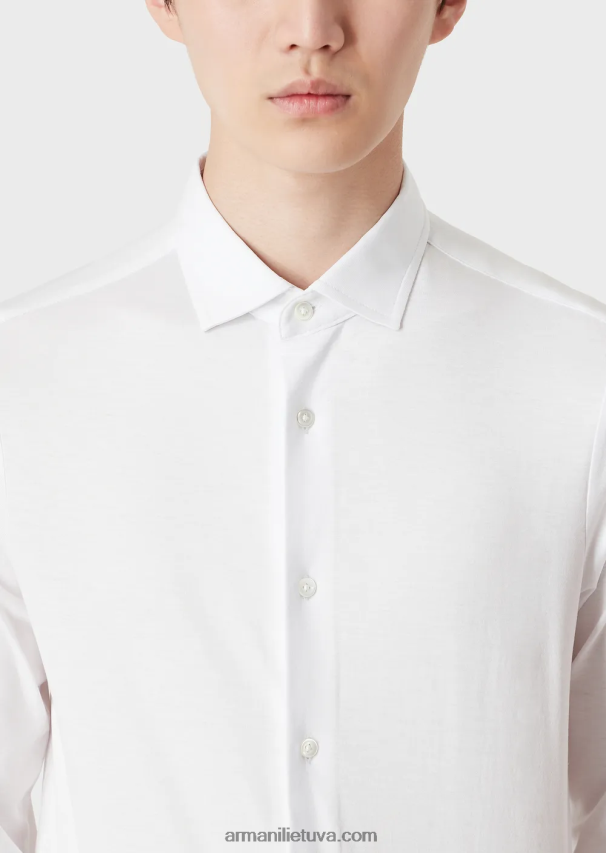 vyrų baltas Armani Tencel mišinio marškinėliai 02482X1107