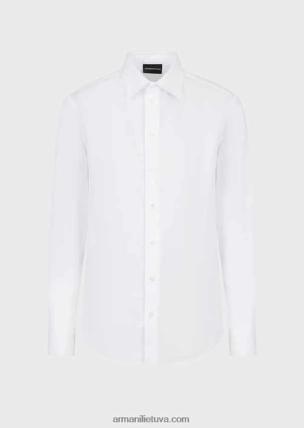 vyrų baltas Armani geometriniai žakardo marškiniai 02482X1145