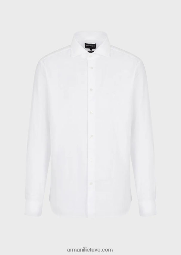 vyrų baltas Armani medvilniniai marškinėliai mikro raštais 02482X1067