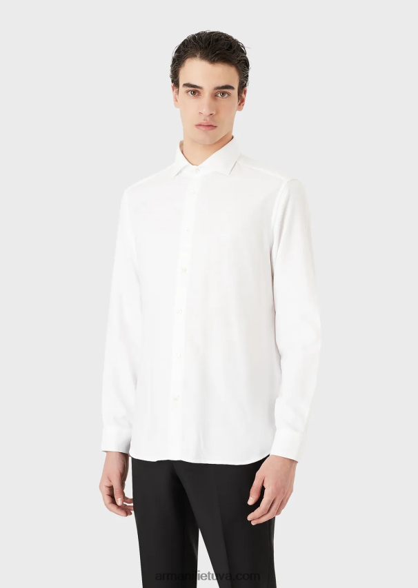 vyrų baltas Armani medvilniniai marškinėliai mikro raštais 02482X1067