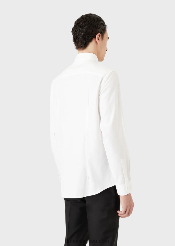 vyrų baltas Armani medvilniniai marškinėliai mikro raštais 02482X1067