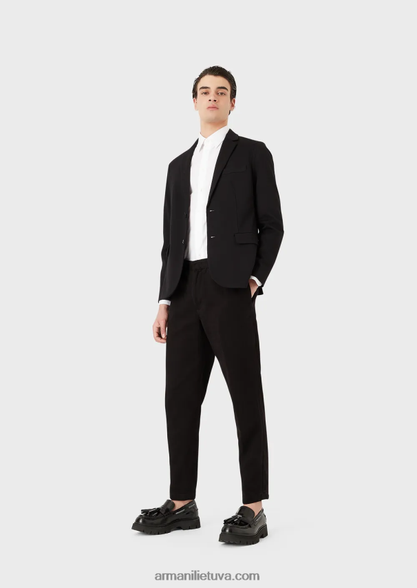 vyrų baltas Armani modernaus kirpimo tamprūs marškinėliai su standžia apykakle 02482X1127