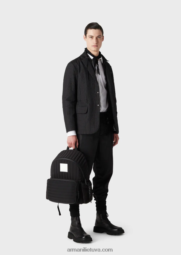 vyrų baltas Armani tamprūs nailono mišinio marškiniai su išsiuvinėtu ereliu 02482X1102