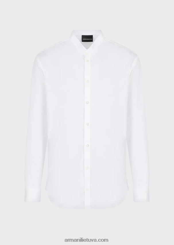 vyrų baltas Armani tamprūs satino guru apykaklės modernaus stiliaus marškiniai 02482X1143
