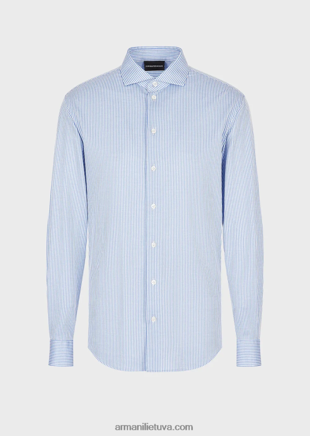 vyrų dryžuotas Armani eukalipto vilnos mišinio dryžuoti marškinėliai 02482X1125