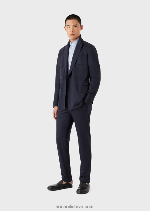 vyrų dryžuotas Armani eukalipto vilnos mišinio dryžuoti marškinėliai 02482X1125