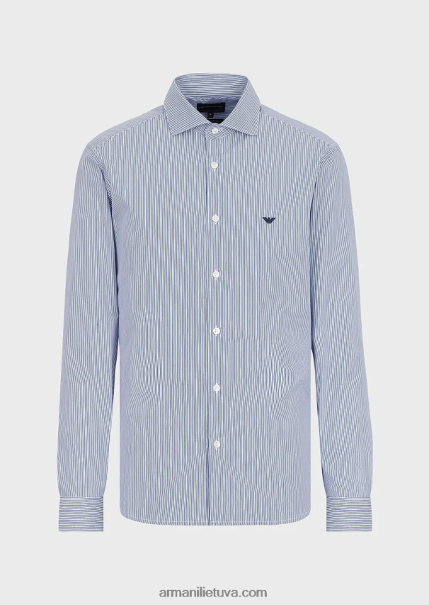 vyrų dryžuotas Armani medvilniniai marškinėliai mikro raštais 02482X1068