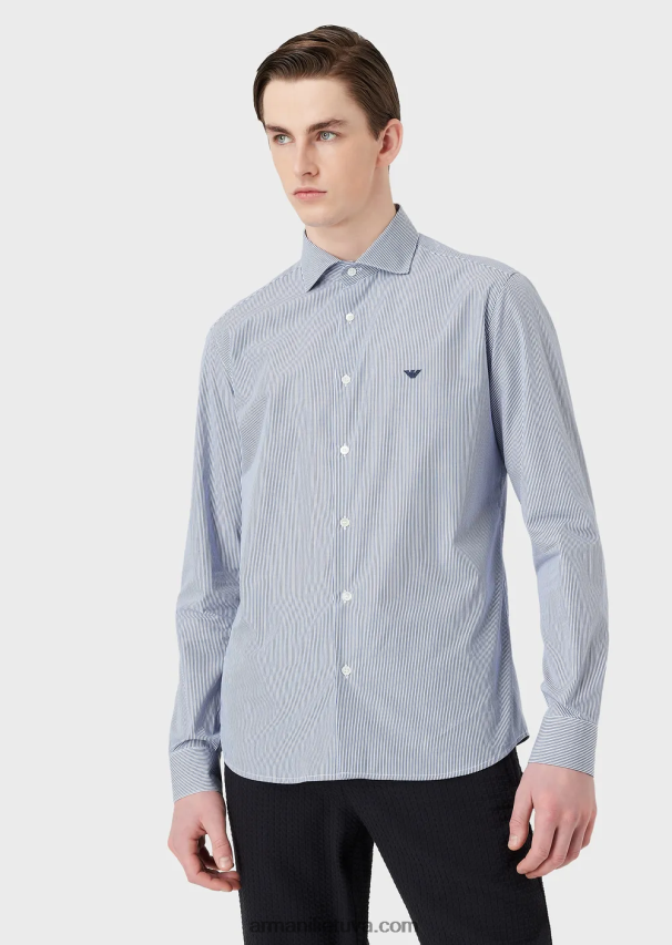 vyrų dryžuotas Armani medvilniniai marškinėliai mikro raštais 02482X1068