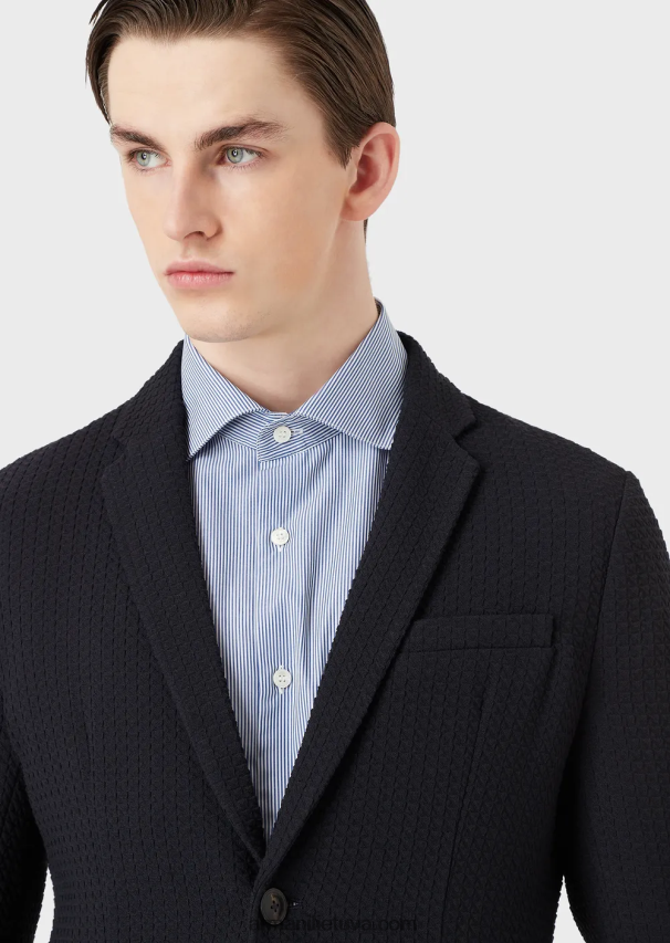 vyrų dryžuotas Armani medvilniniai marškinėliai mikro raštais 02482X1068