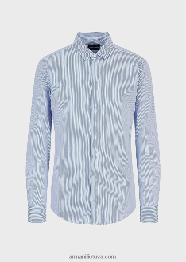 vyrų dryžuotas Armani tampri medvilniniai ploni dryžuoti marškiniai 02482X1138