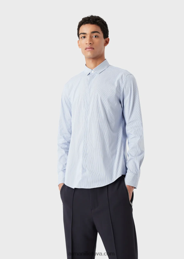 vyrų dryžuotas Armani tampri medvilniniai ploni dryžuoti marškiniai 02482X1138