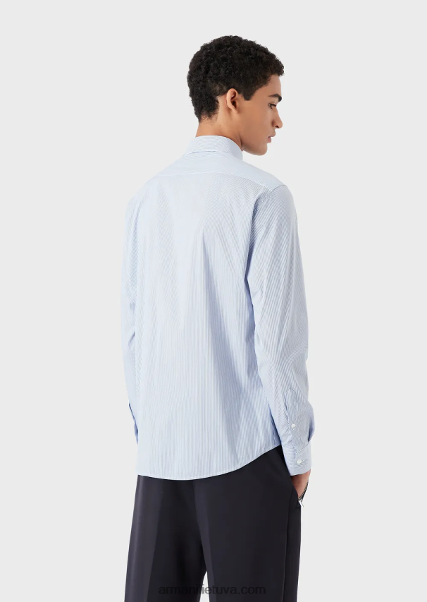 vyrų dryžuotas Armani tampri medvilniniai ploni dryžuoti marškiniai 02482X1138