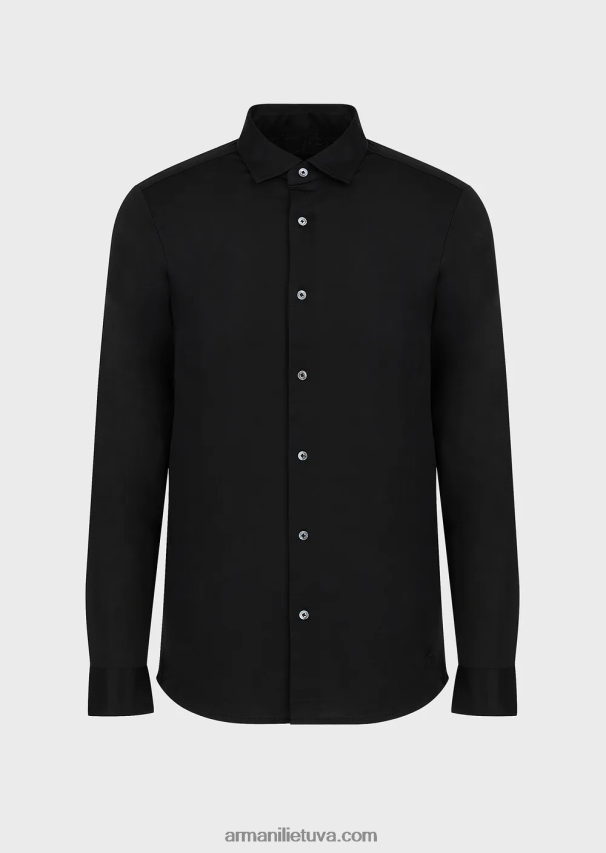 vyrų juodas Armani Tencel mišinio marškinėliai 02482X1109