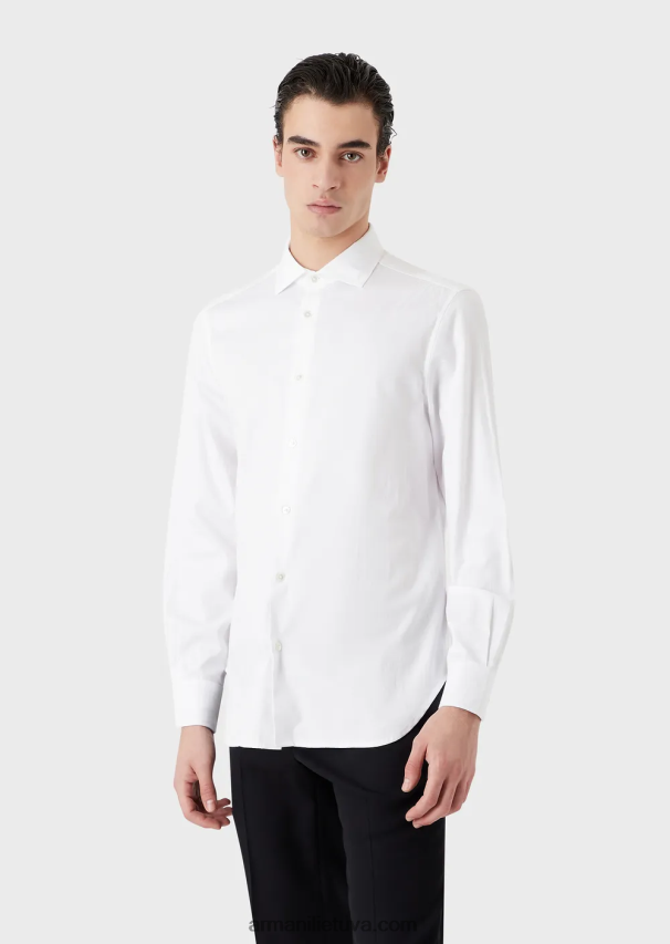 vyrų juodas Armani medvilniniai marškiniai su žakardo logotipu 02482X1097