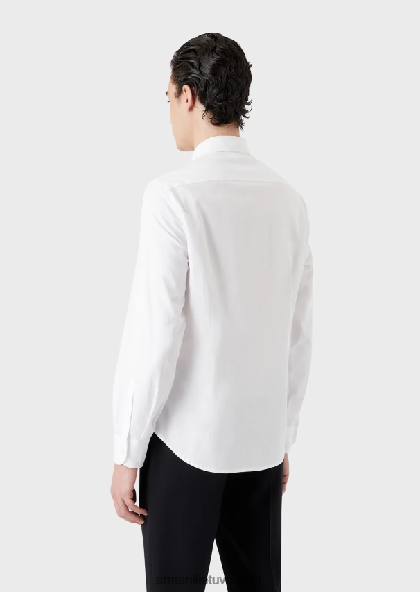 vyrų juodas Armani medvilniniai marškiniai su žakardo logotipu 02482X1097