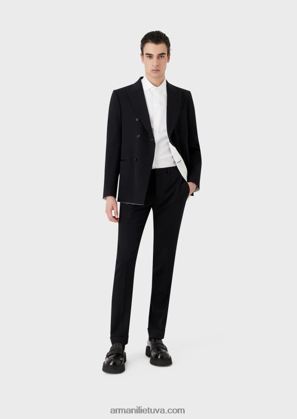 vyrų juodas Armani medvilniniai marškiniai su žakardo logotipu 02482X1097