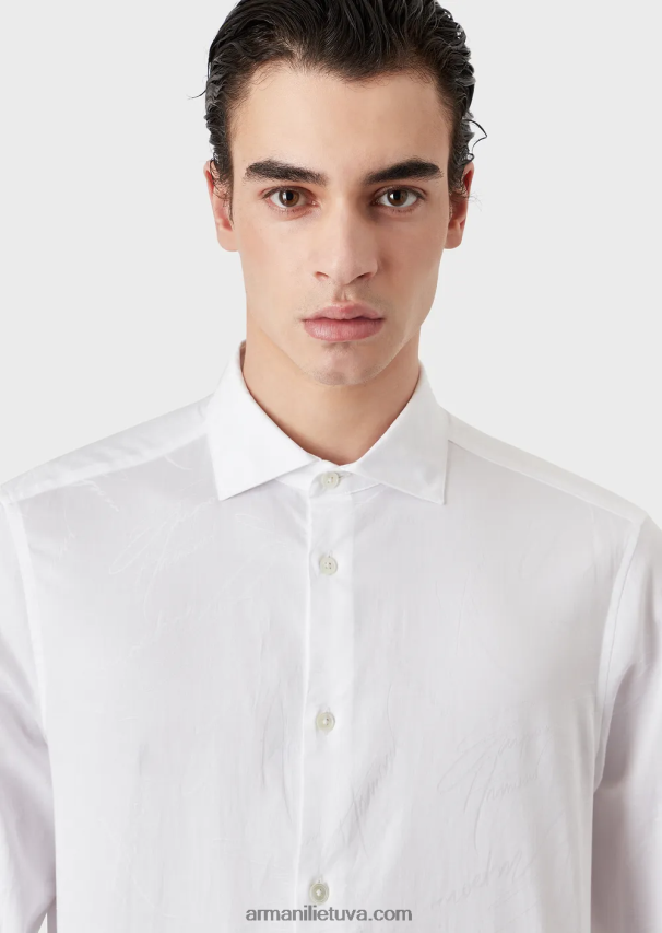 vyrų juodas Armani medvilniniai marškiniai su žakardo logotipu 02482X1097