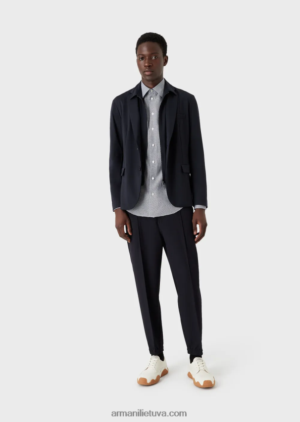 vyrų juodas Armani op meno mikro rašto žakardo lininiai marškiniai 02482X1132