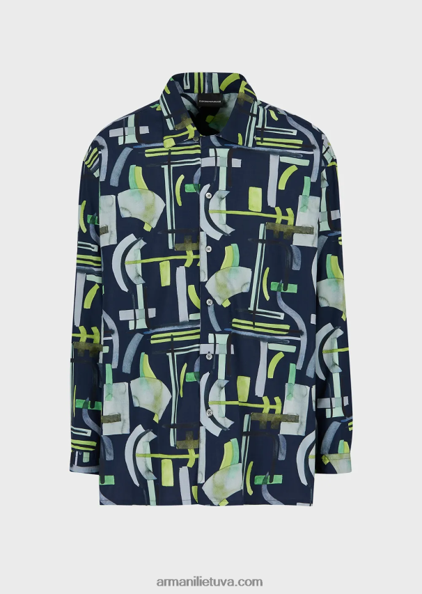 vyrų modelis Armani viso rašto liocelio mišinio marškinėliai 02482X1090