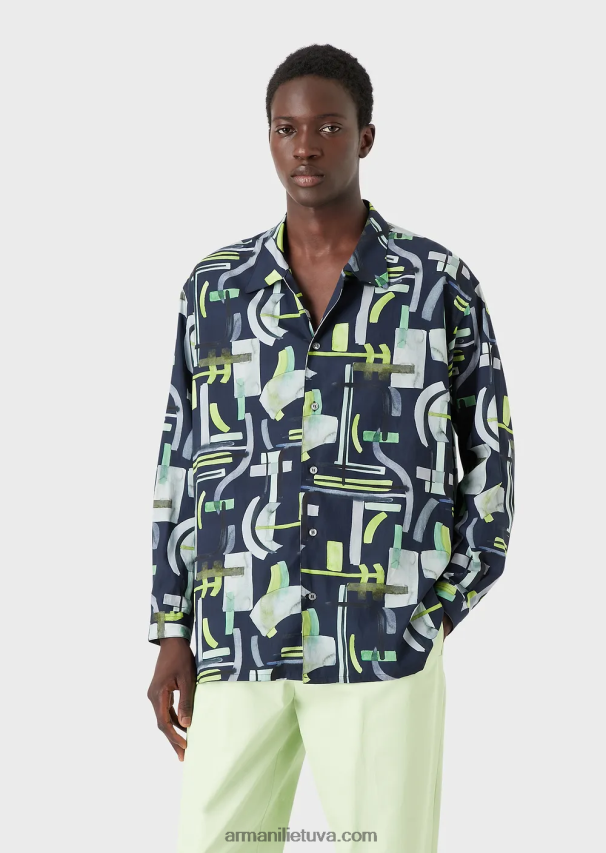 vyrų modelis Armani viso rašto liocelio mišinio marškinėliai 02482X1090