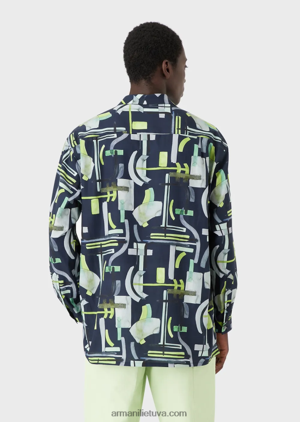 vyrų modelis Armani viso rašto liocelio mišinio marškinėliai 02482X1090