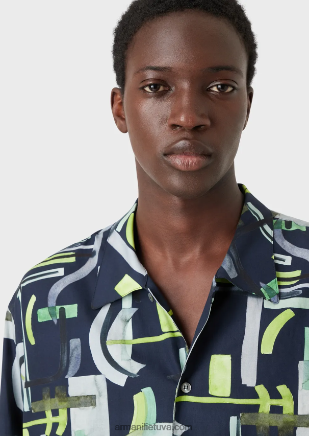 vyrų modelis Armani viso rašto liocelio mišinio marškinėliai 02482X1090