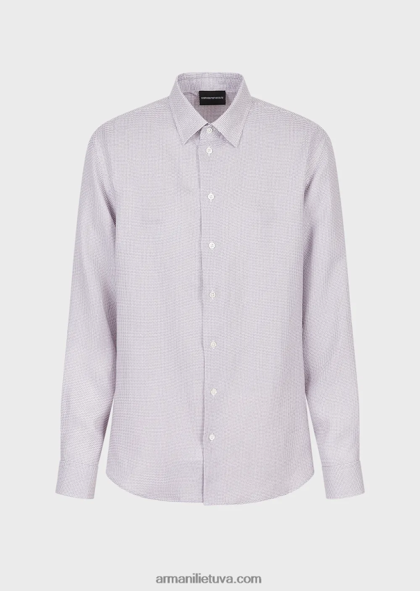 vyrų pilka Armani op meno mikro rašto žakardo lininiai marškiniai 02482X1131