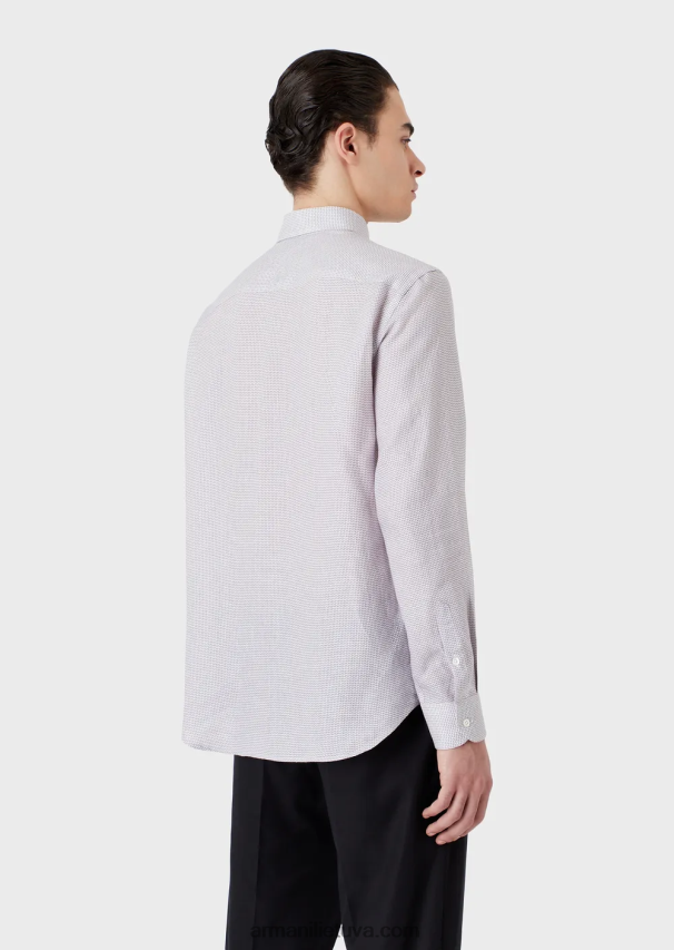 vyrų pilka Armani op meno mikro rašto žakardo lininiai marškiniai 02482X1131