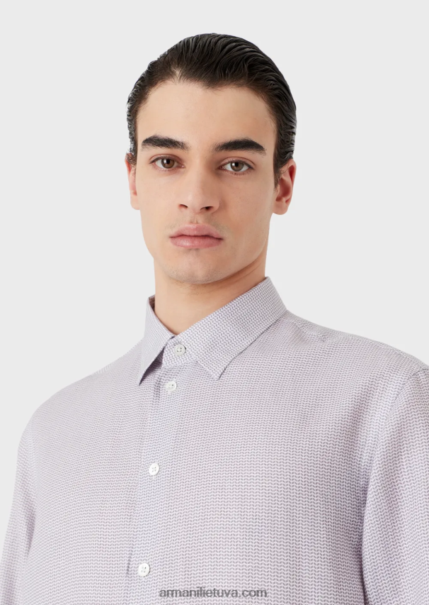 vyrų pilka Armani op meno mikro rašto žakardo lininiai marškiniai 02482X1131