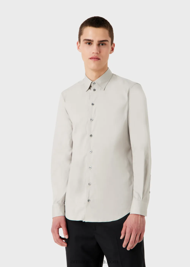 vyrų pilka Armani tamprūs techninio audinio marškinėliai 02482X1093