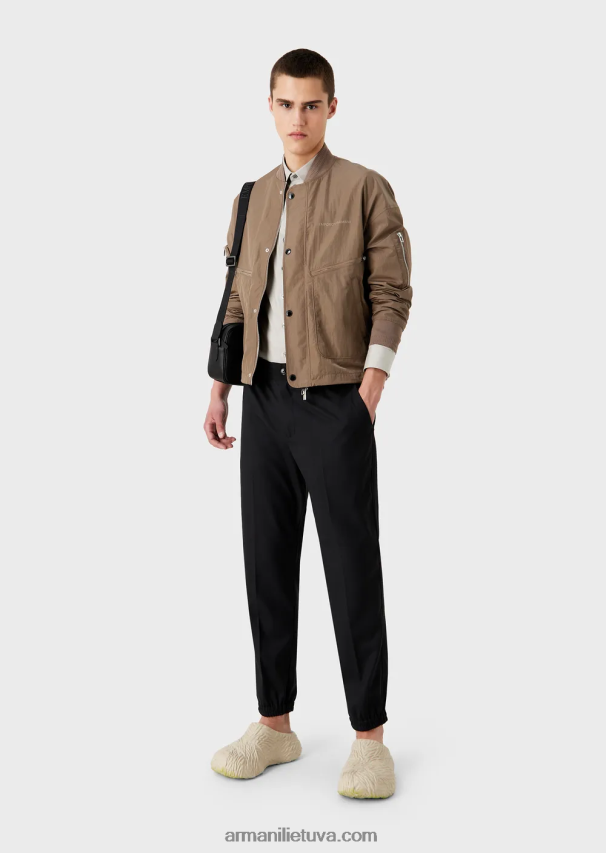 vyrų pilka Armani tamprūs techninio audinio marškinėliai 02482X1093