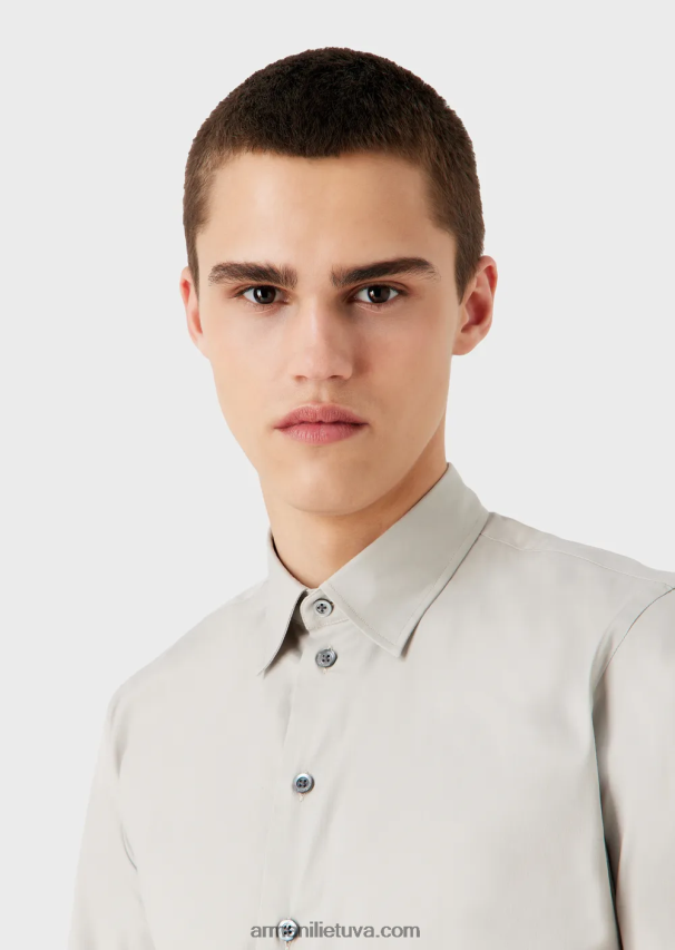 vyrų pilka Armani tamprūs techninio audinio marškinėliai 02482X1093