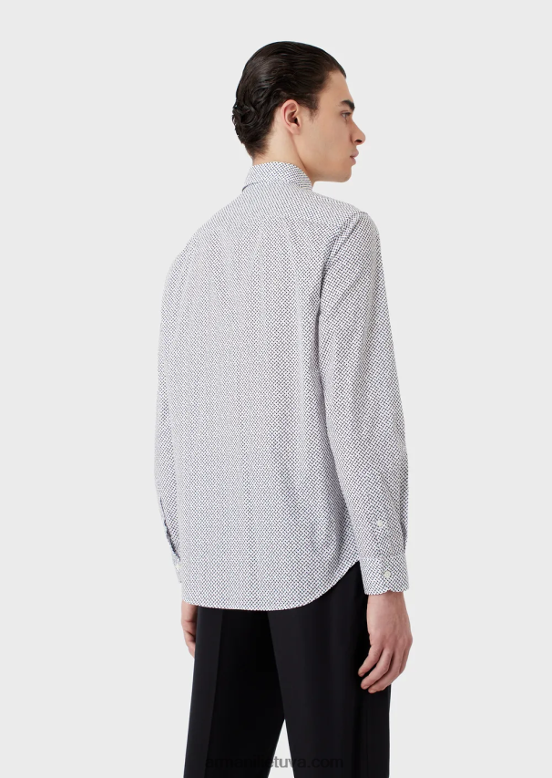 vyrų pilka Armani tampri medvilniniai marškinėliai su op art mikro raštu 02482X1133