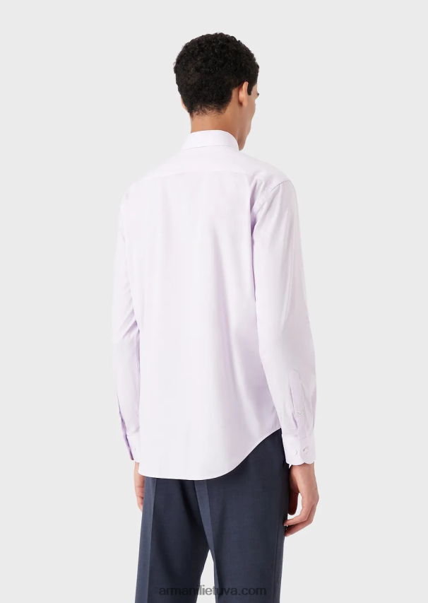 vyrų rožinis Armani modernaus kirpimo tamprūs marškinėliai su standžia apykakle 02482X1129