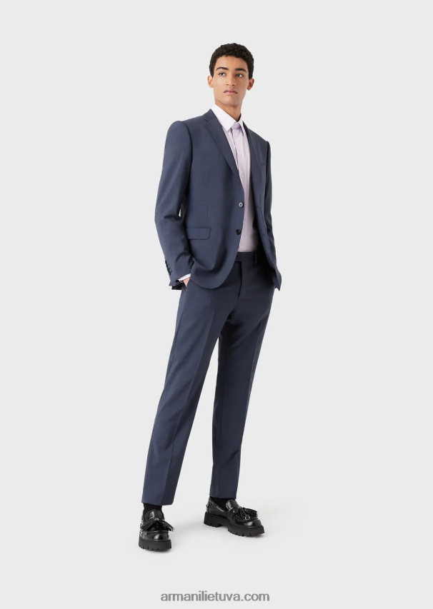 vyrų rožinis Armani modernaus kirpimo tamprūs marškinėliai su standžia apykakle 02482X1129