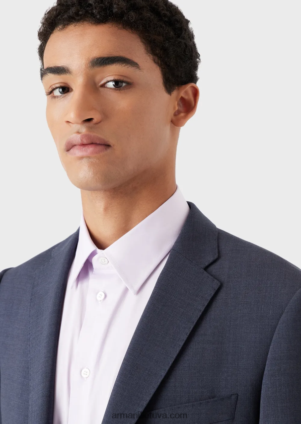 vyrų rožinis Armani modernaus kirpimo tamprūs marškinėliai su standžia apykakle 02482X1129