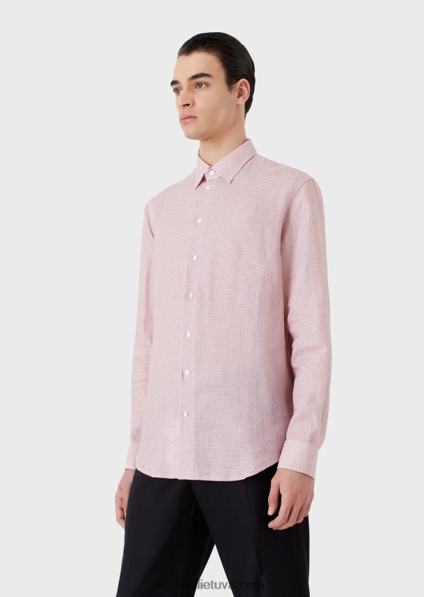 vyrų spausdinti Armani op meno mikro rašto žakardo lininiai marškiniai 02482X1130