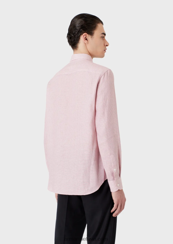 vyrų spausdinti Armani op meno mikro rašto žakardo lininiai marškiniai 02482X1130