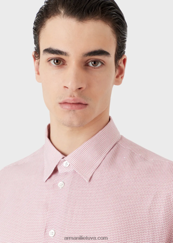 vyrų spausdinti Armani op meno mikro rašto žakardo lininiai marškiniai 02482X1130