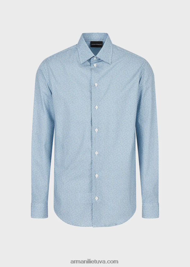 vyrų spausdinti Armani tampri medvilniniai marškinėliai su op art mikro raštu 02482X1134