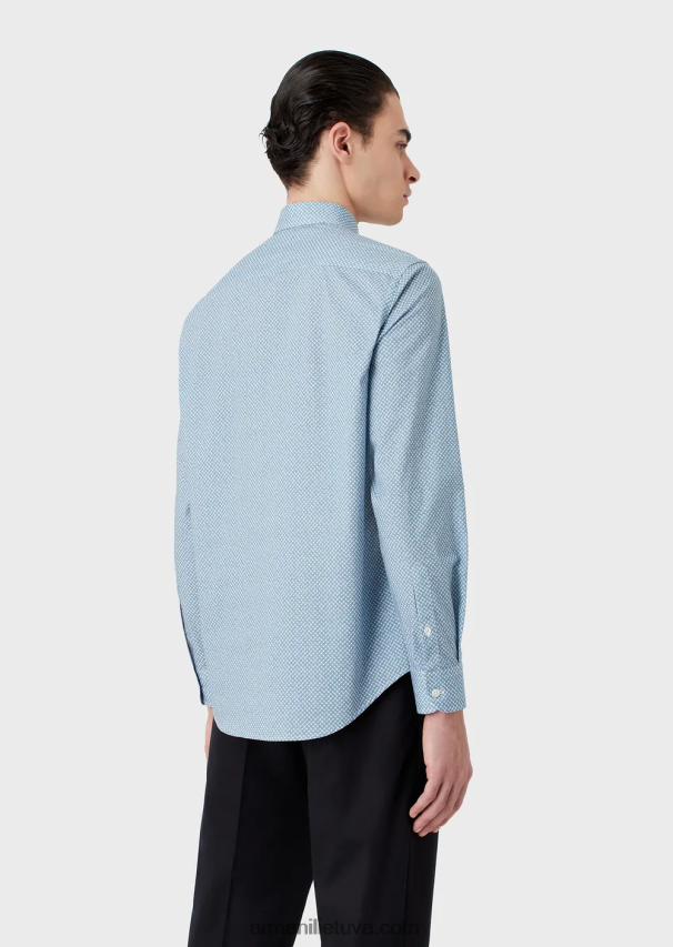 vyrų spausdinti Armani tampri medvilniniai marškinėliai su op art mikro raštu 02482X1134