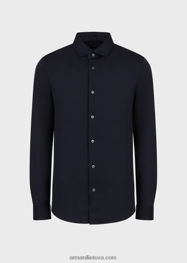 vyrų tamsiai mėlyna Armani Tencel mišinio marškinėliai 02482X1108