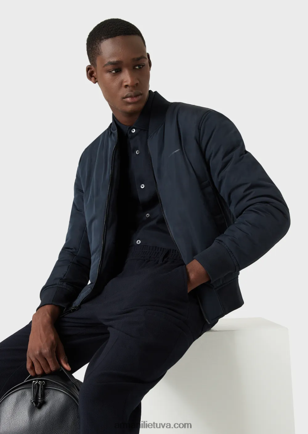 vyrų tamsiai mėlyna Armani Tencel mišinio marškinėliai 02482X1108