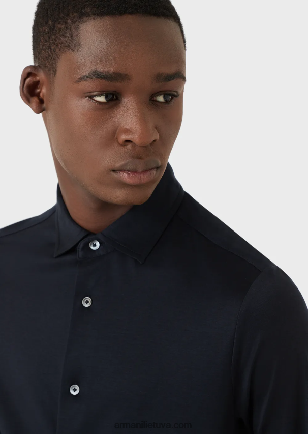 vyrų tamsiai mėlyna Armani Tencel mišinio marškinėliai 02482X1108