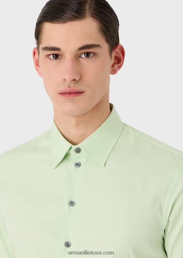 vyrų šviesiai žalia Armani tamprūs techninio audinio marškinėliai 02482X1092