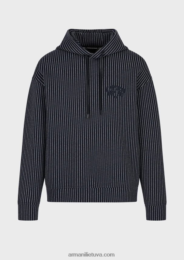 vyrųArmani Dryžuoto trikotažo megztinis su gobtuvu 02482X1425