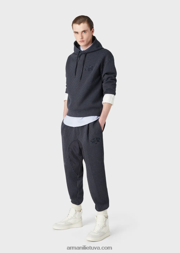 vyrųArmani Dryžuoto trikotažo megztinis su gobtuvu 02482X1425