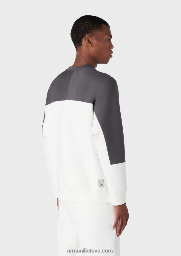 vyrų baltas Armani Travel essentials dviejų atspalvių megztinis iš dvigubo trikotažo 02482X1382