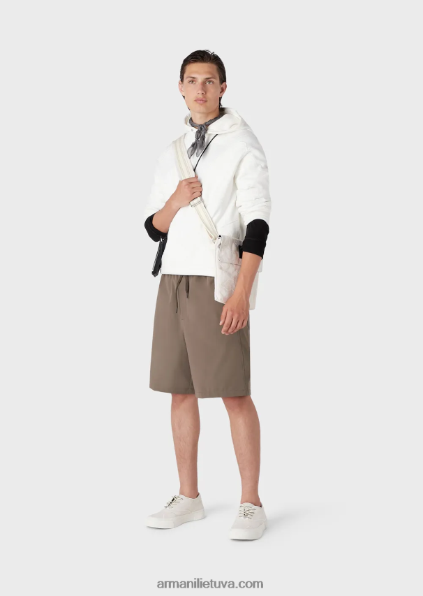 vyrų baltas Armani megztinis su gobtuvu su negabaritinių spalvų kamufliažiniais siuvinėjimais 02482X1593